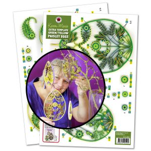 Paisley Eggs green/yellow Extra Quilling template