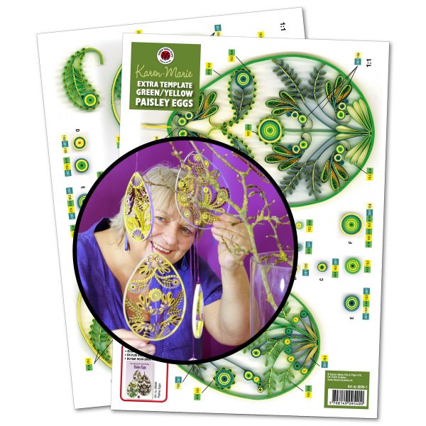 Paisley Eggs green/yellow Extra Quilling template