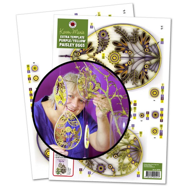 Paisley Eggs purple/yellow Extra Quilling template