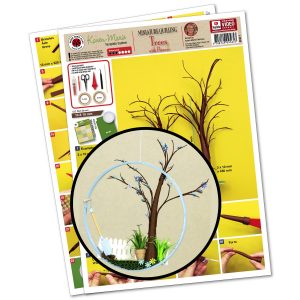 Trees with flowers Miniatur Quilling template