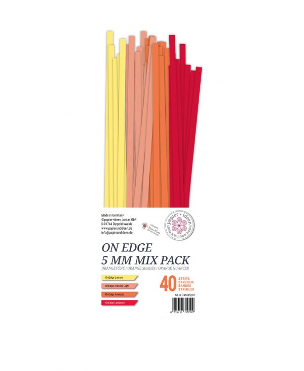 Quillingstreifen On Edge, Mix Pack, 5 mm, Orangetöne