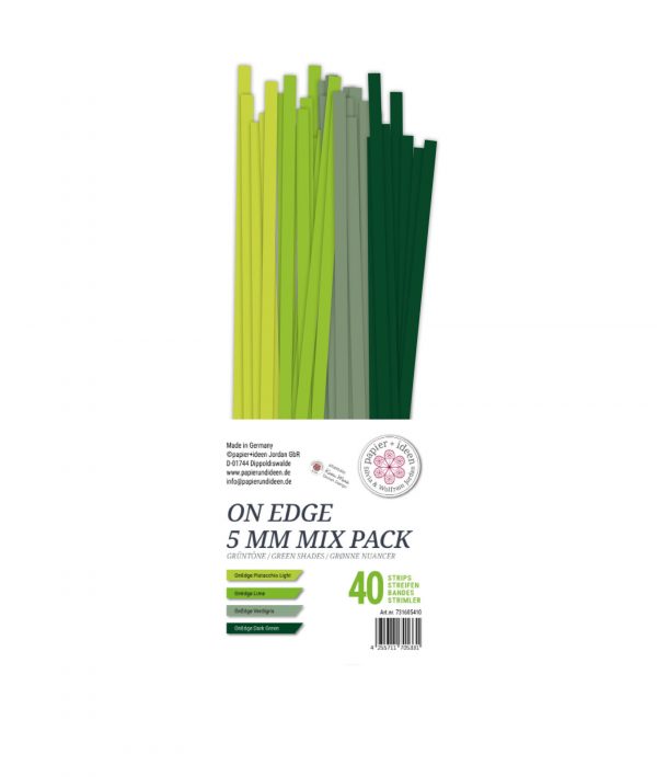 Quillingstreifen On Edge, Mix Pack, 5 mm, Grüntöne