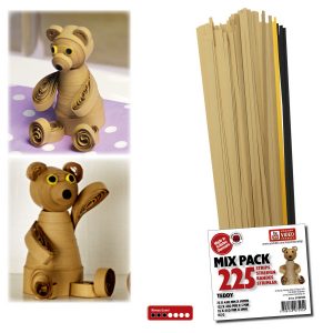 Quillingstreifen, 3 und 5 mm, Mixpack, 3D Teddy .