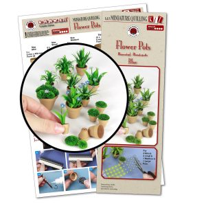 Flower Pots Miniature Quilling blue